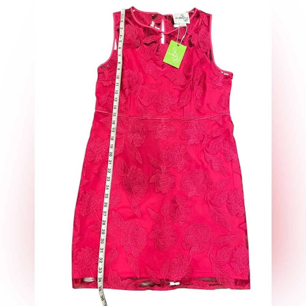 Sam Edelman Embroidered Sleeveless Hot Pink Sheath Dress Size 12 NWT - Picture 8 of 10